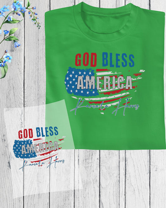 Kamala Harris God Bless America DTF Transfer Film