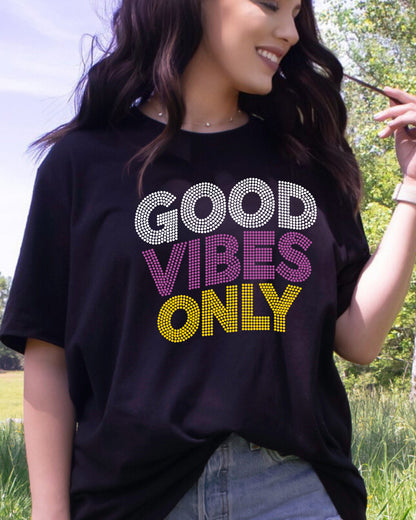 Good Vibes Only Rhinestone DTF Transfer