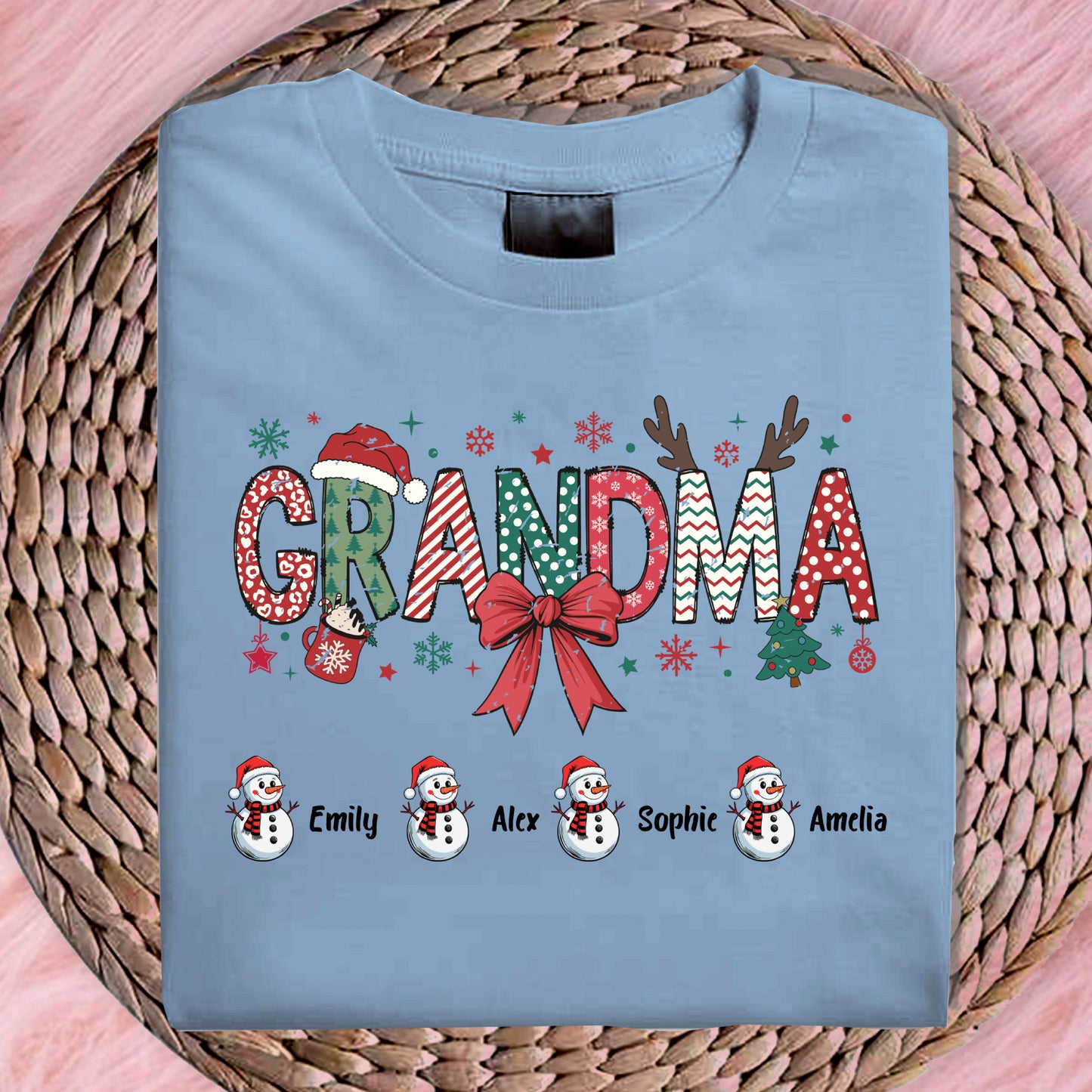 Personalized Grandma Christmas Sweatshirt With Grandkids Name, Custom Grandkids Name Shirt, Grandma Holiday Gift