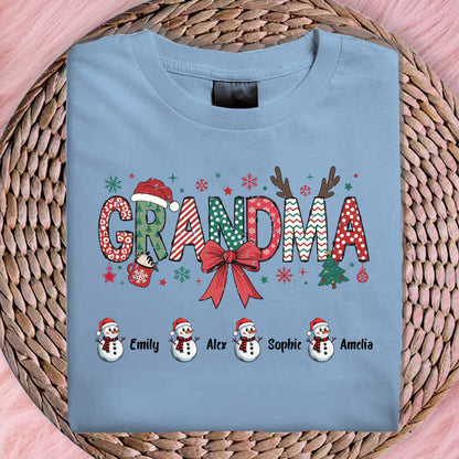 Personalized Grandma Christmas Sweatshirt With Grandkids Name, Custom Grandkids Name Shirt, Grandma Holiday Gift