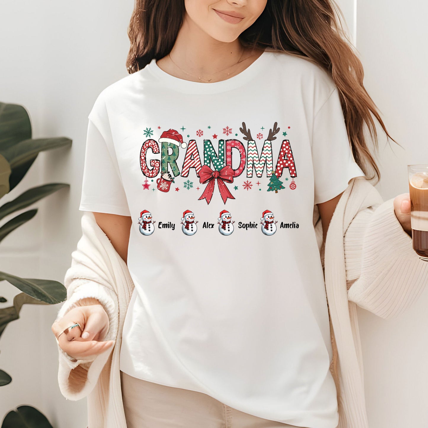 Personalized Grandma Christmas Sweatshirt With Grandkids Name, Custom Grandkids Name Shirt, Grandma Holiday Gift