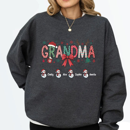 Personalized Grandma Christmas Sweatshirt With Grandkids Name, Custom Grandkids Name Shirt, Grandma Holiday Gift