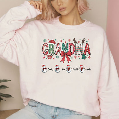 Personalized Grandma Christmas Sweatshirt With Grandkids Name, Custom Grandkids Name Shirt, Grandma Holiday Gift