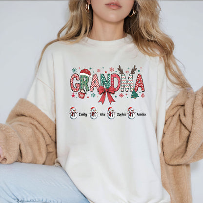 Personalized Grandma Christmas Sweatshirt With Grandkids Name, Custom Grandkids Name Shirt, Grandma Holiday Gift