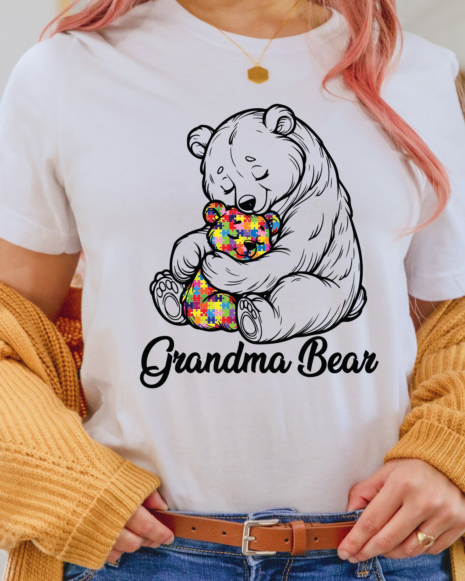 Grandma Bear Autism Awareness Iron on Transfers for Shirts