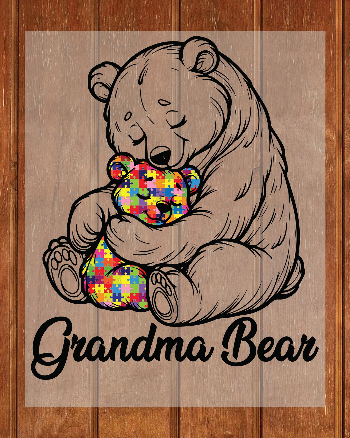 Grandma Bear Autism Awareness Iron on Transfers for Shirts