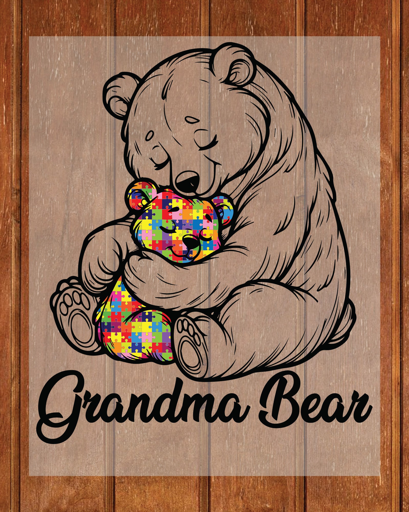 Grandma Bear Autism Awareness Iron on Transfers for Shirts