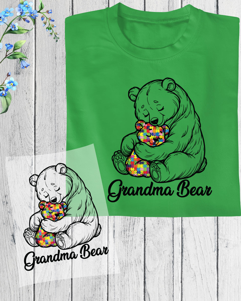 Grandma Bear Autism Awareness Iron on Transfers for Shirts
