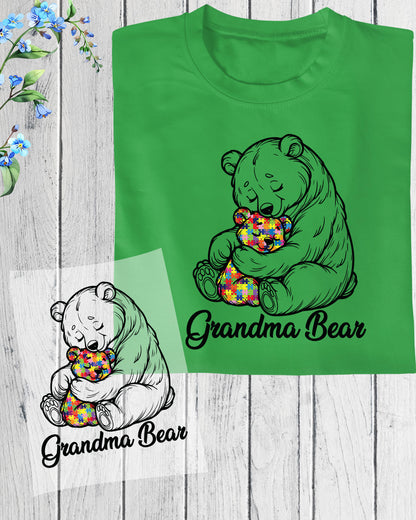 Grandma Bear Autism Awareness Iron on Transfers for Shirts