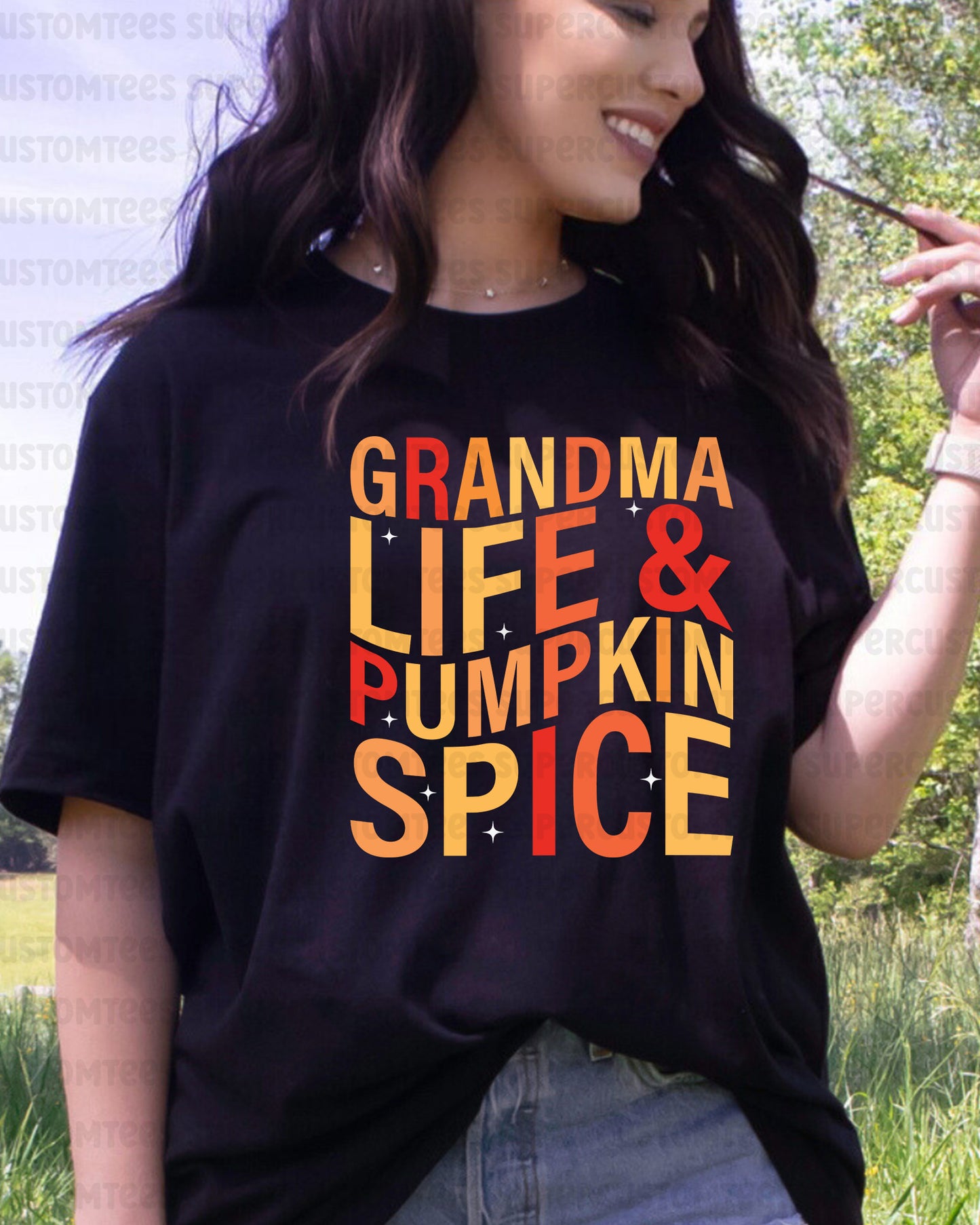 Grandma Pumpkin Spice Autumn Fall Season Heat Transfer
