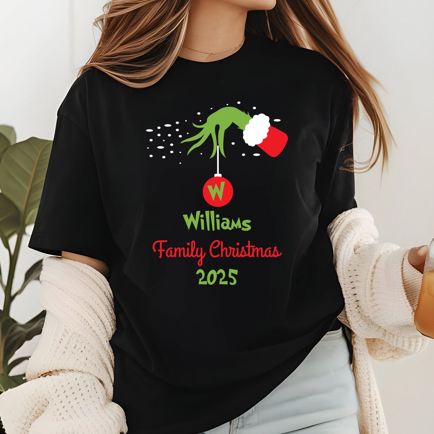 Grinch Personalized Family Christmas 2025 Sweatshirt Custom Name X-mas T Shirts