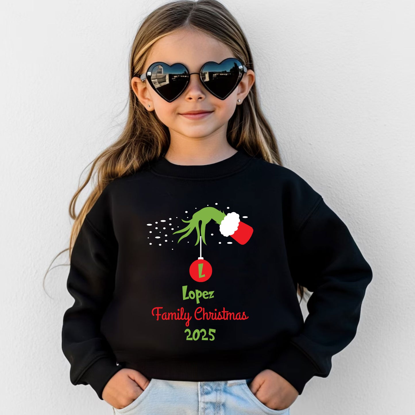Grinch Personalized Family Christmas 2025 Sweatshirt Custom Name X-mas T Shirts