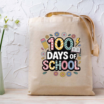 Groovy Pencil 100 Days of School DTF Transfer, Ready to Press Heat Transfer for Shirts, Fun 100 Days of School Kids Design, UV Sticker