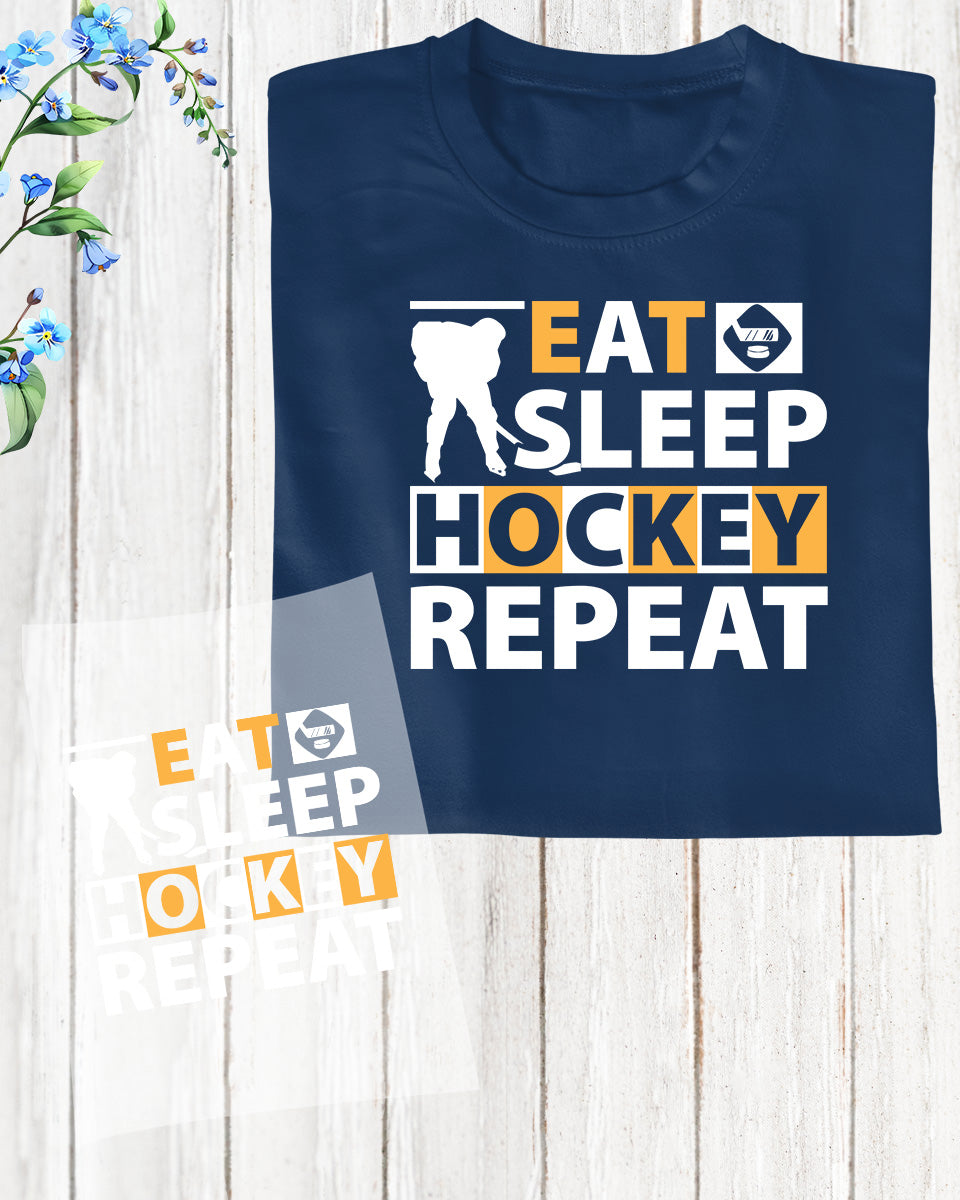 Eat Sleep Hockey Repeat Trendy DTF Transfer Film