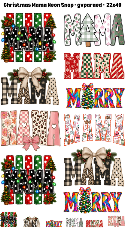 Christmas Mama Premade Gang Sheet Neon X-Mas DTF Transfer Ready to Press