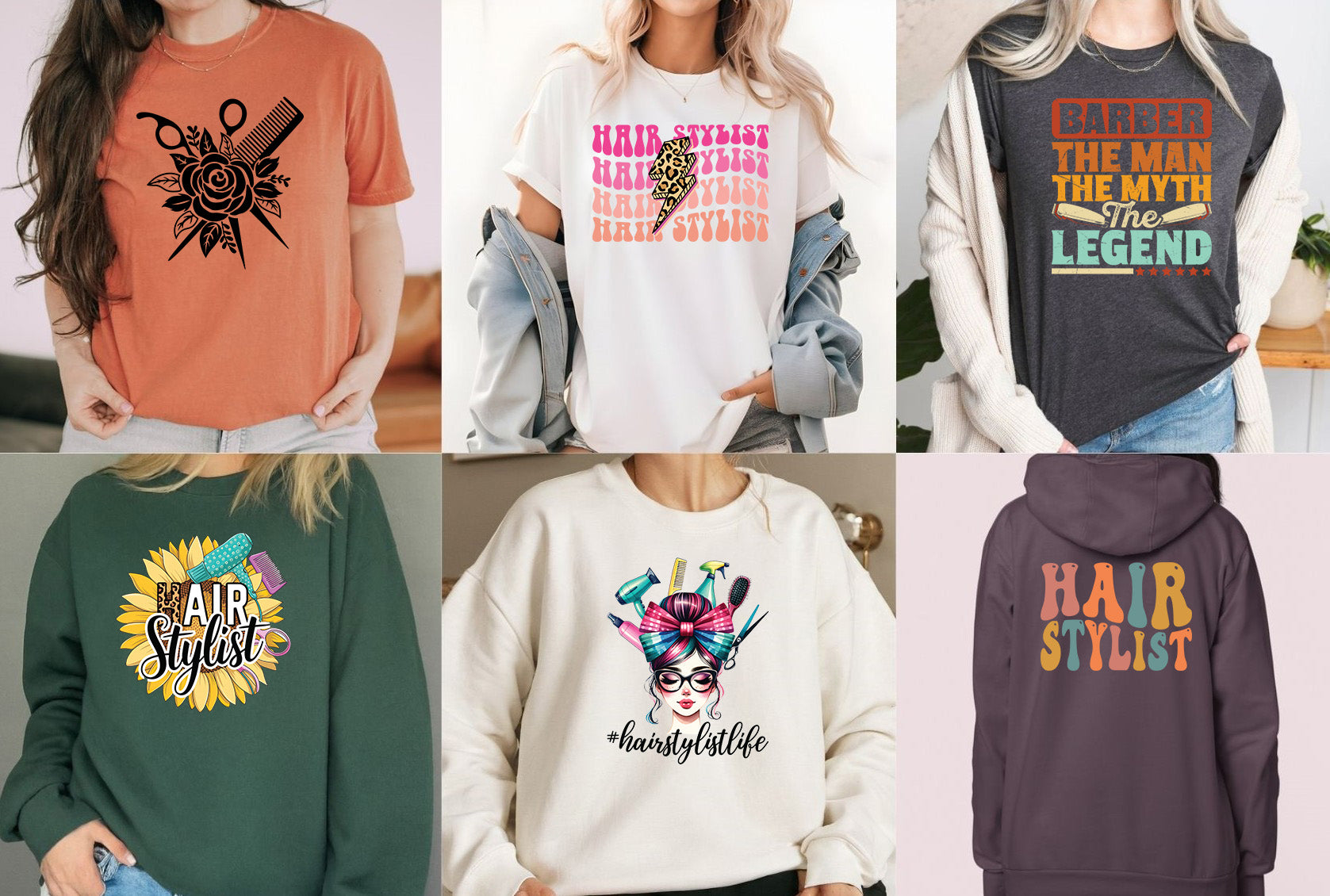 Hair Stylist DTF Transfer Premade Gang sheet