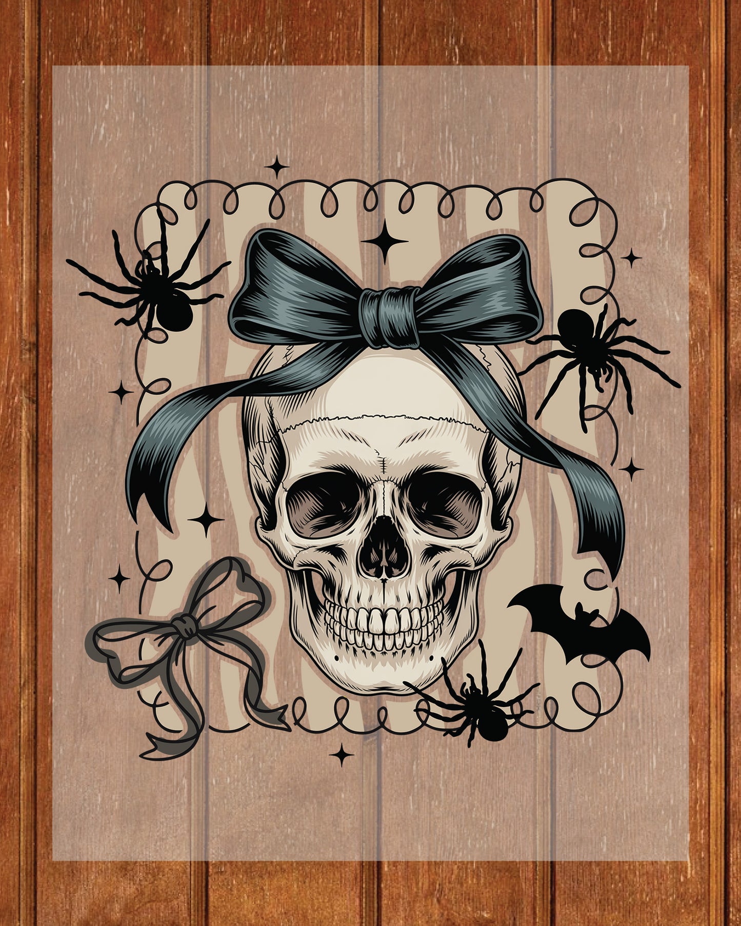 Halloween Coquette Bow Skull Preppy DTF Transfer