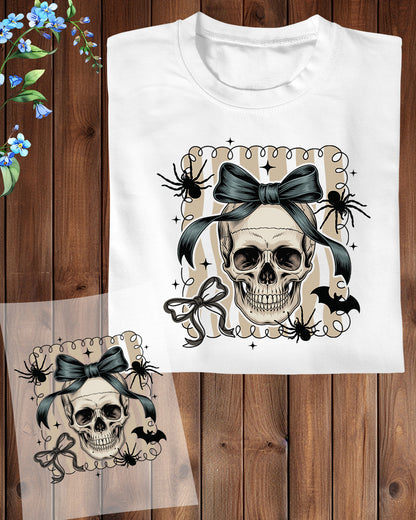 Halloween Coquette Bow Skull Preppy DTF Transfer