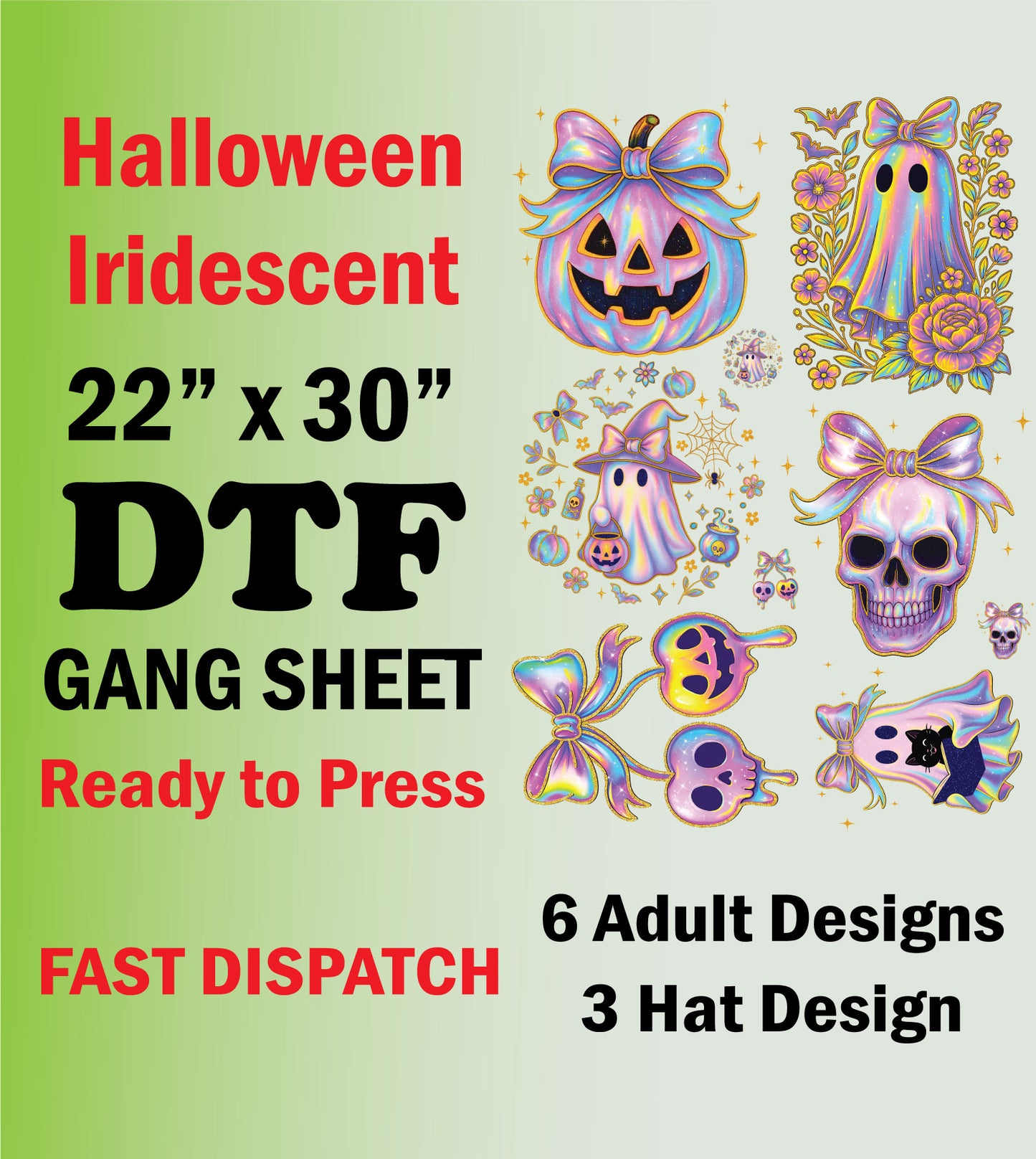 Halloween Iridescent DTF Gang Sheet