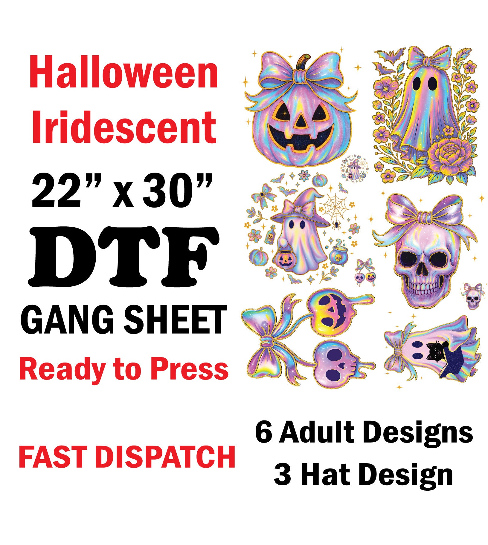 Halloween Iridescent DTF Gang Sheet