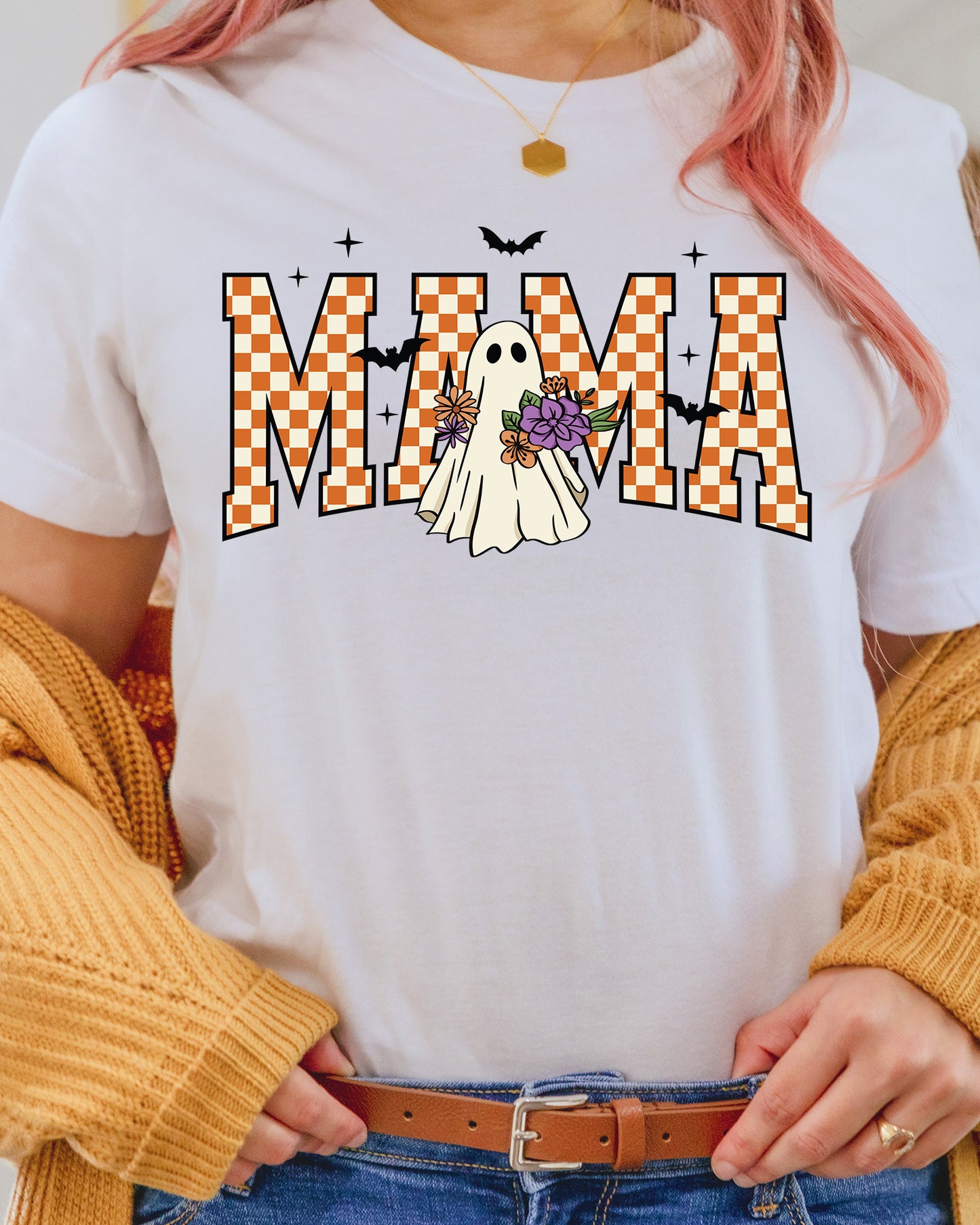 Halloween Mama Floral Ghost Retro Fall DTF Transfer