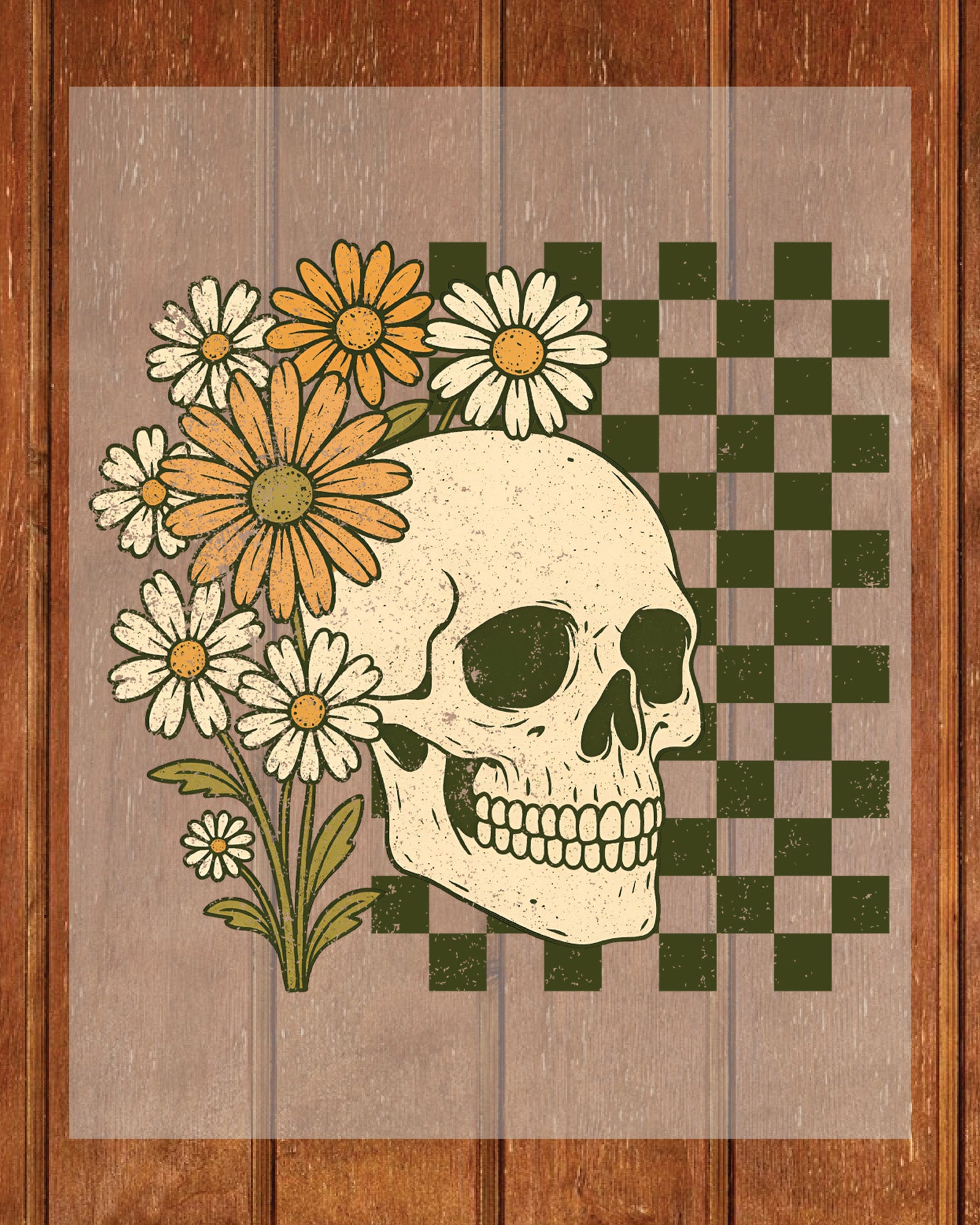Halloween Skull Floral Heat Transfer