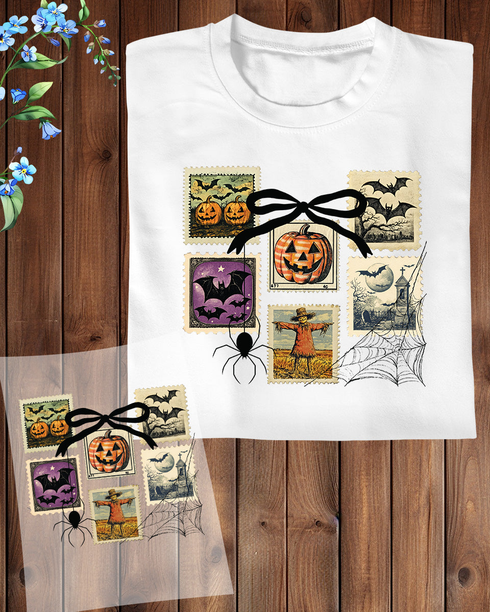Halloween Stamps Fall Pumpkin DTF Transfer
