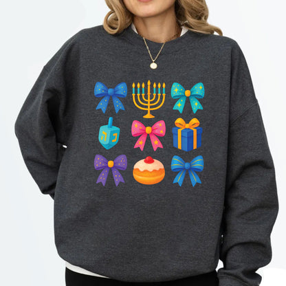 Hanukkah Coquette Sweatshirt, Jewish Shirt, Menorah Family Tees, Retro Hanukkah TShirt, Hanukkah Party Shirts Sweater