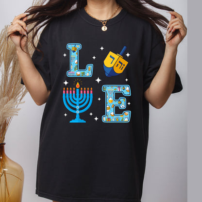 Hanukkah DTF Transfer Gang Sheet Ready to Press, Menorah Premade Heat Transfer Designs, Jewish Holiday Iron on Transfers For Sweatshirts Tee