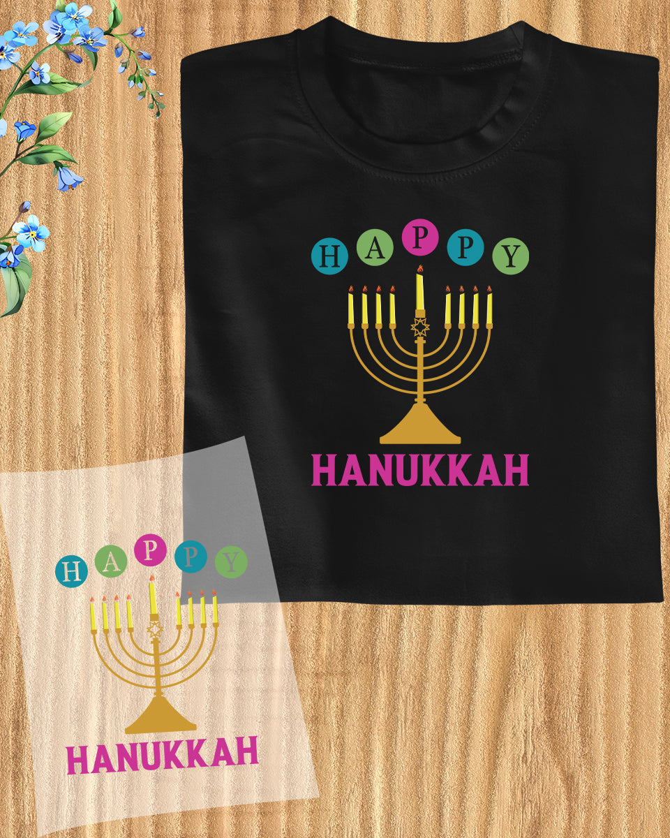 Happy Hanukkah DTF Transfer Film