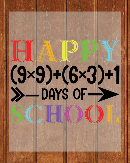 Happy 100 Days of School DTF Transfer, Ready to Press Heat Transfer for Shirts, Fun 100 Days of School Design, UV Sticker