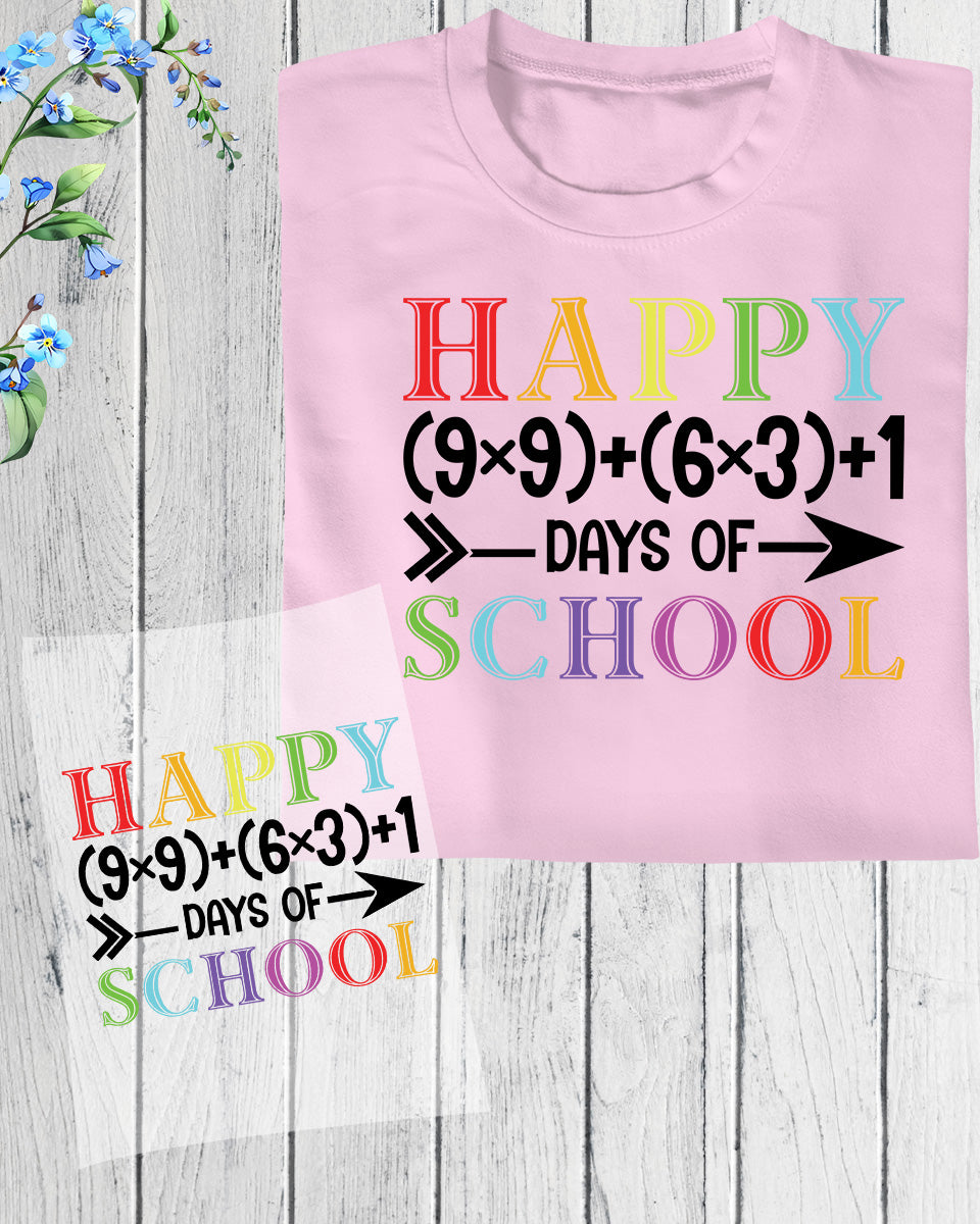 Happy 100 Days of School DTF Transfer, Ready to Press Heat Transfer for Shirts, Fun 100 Days of School Design, UV Sticker