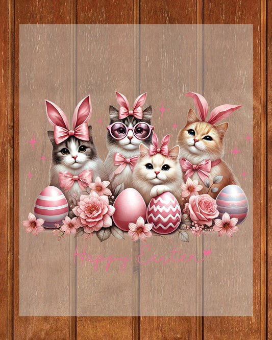 Happy Easter Cats DTF Transfer Sheets