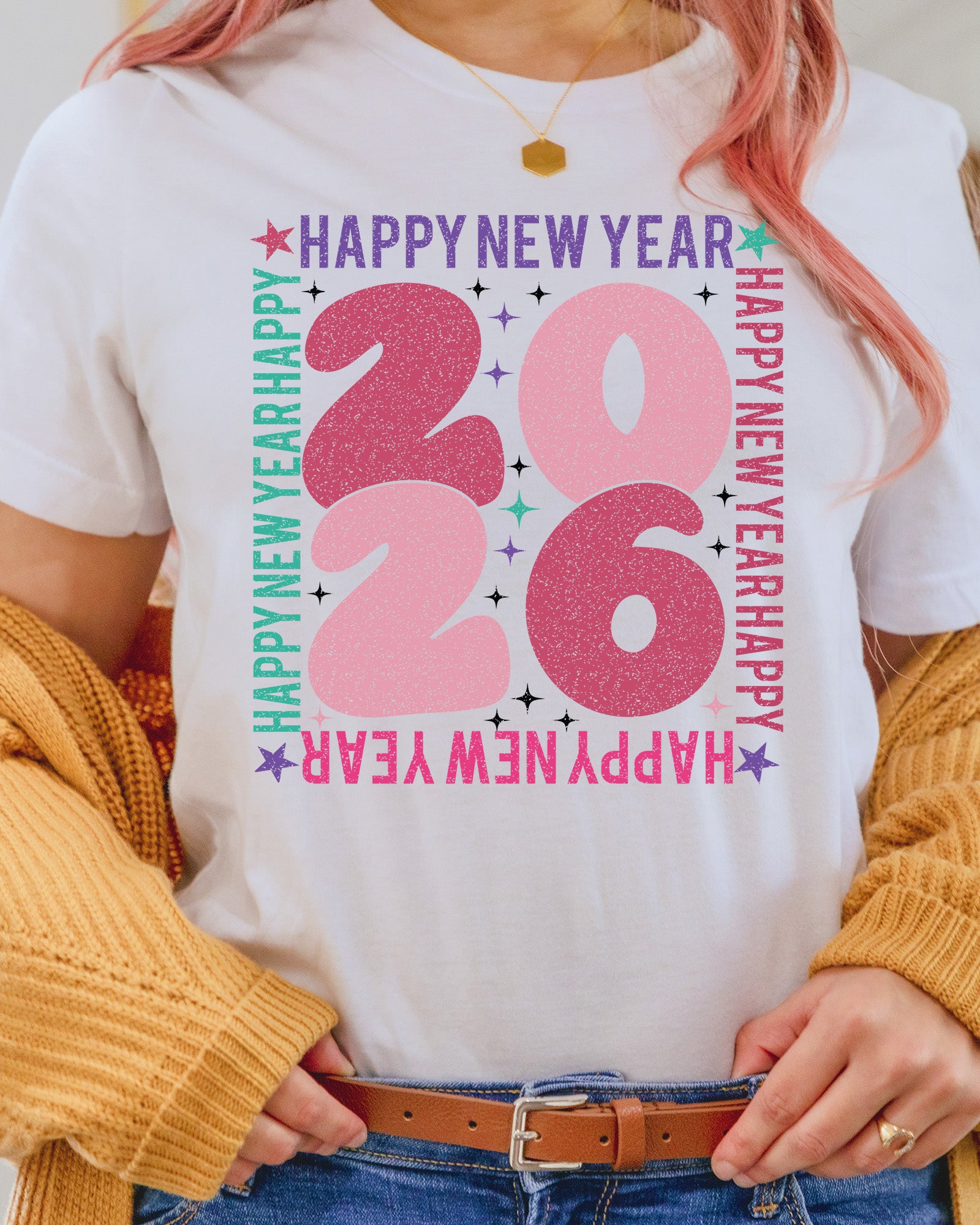 Happy New Year 2026 Christmas DTF Transfer, Ready to Press Heat Transfer for Shirts, Festive Holiday New Year Xmas Design, UV Sticker