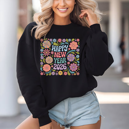 Happy New Year 2026 Colourful DTF Transfer, Ready to Press Heat Transfer for Shirts, Festive Colourful New Year 2026 Design, UV Sticker