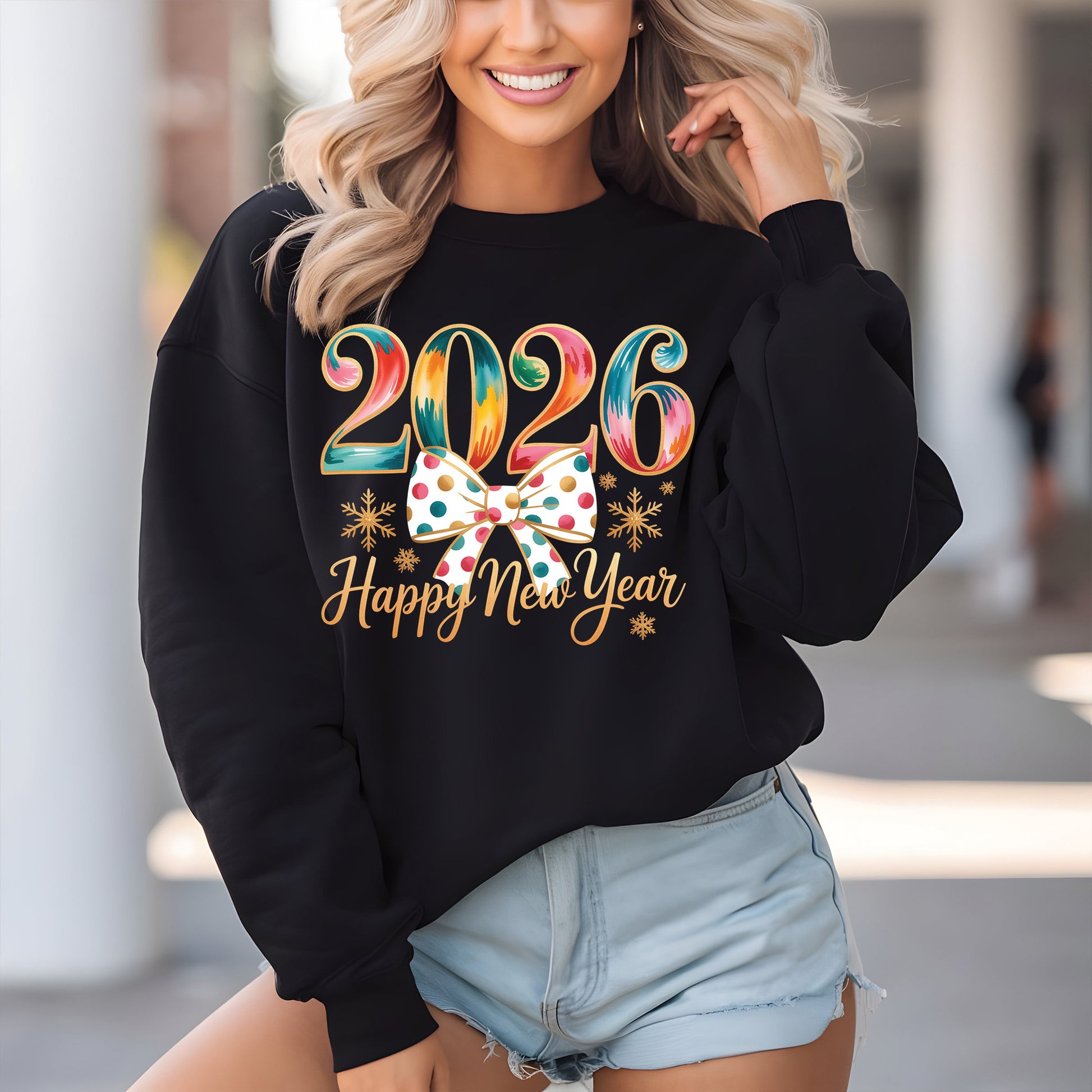 Happy New Year 2026 Colourful DTF Transfer, Ready to Press Heat Transfer for Shirts, Festive Colourful New Year 2026 Design, UV Sticker