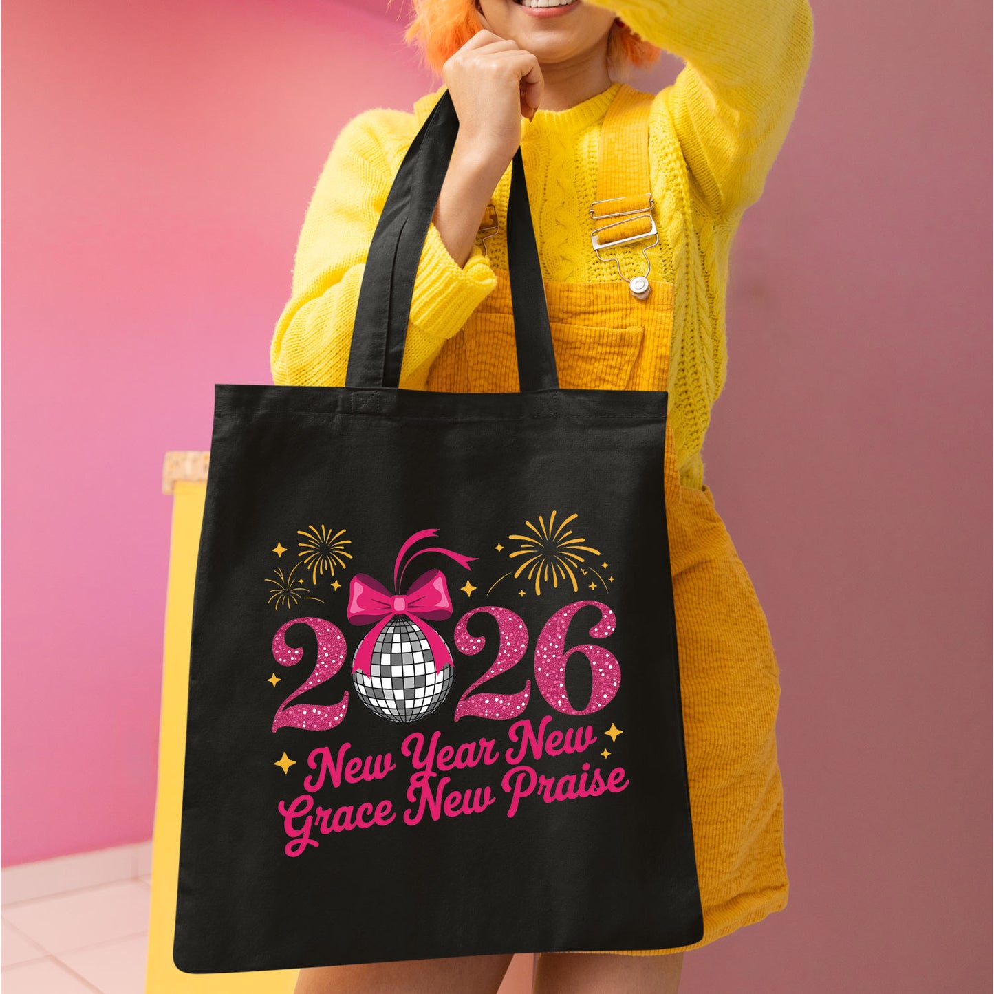 Happy New Year 2026 Coquette Bow DTF Transfer, Ready to Press Heat Transfer for Shirts, Festive Holiday Pink New Year Design, UV Sticker