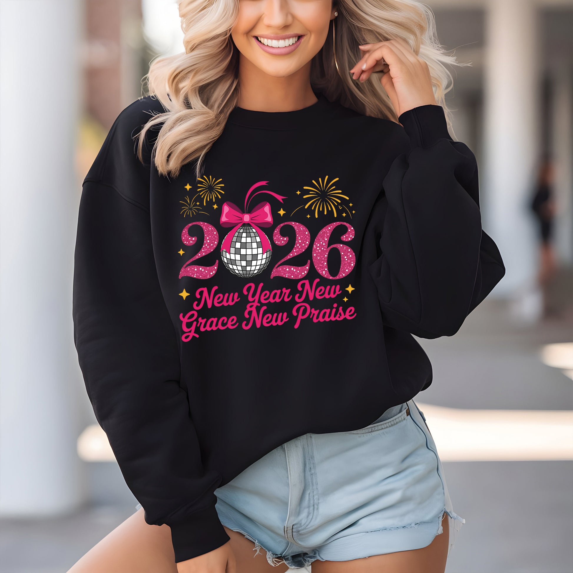 Happy New Year 2026 Coquette Bow DTF Transfer, Ready to Press Heat Transfer for Shirts, Festive Holiday Pink New Year Design, UV Sticker