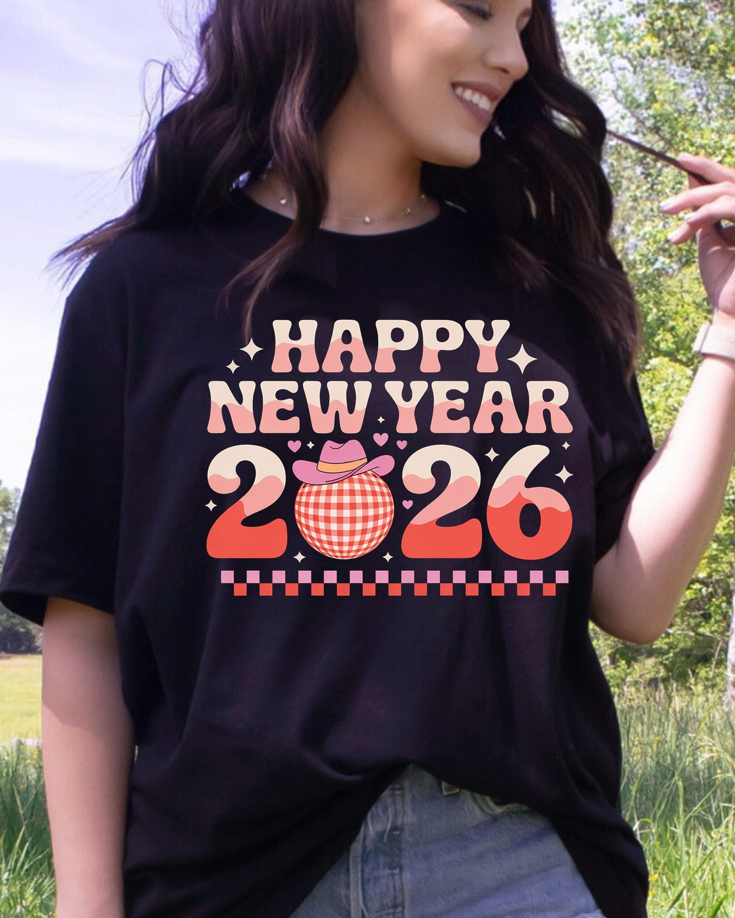 Happy New Year 2026 Design DTF Transfer, Ready to Press Heat Transfer for Shirts, Festive Holiday New Year 2026 Design, UV Sticker