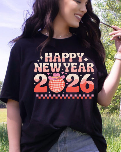 Happy New Year 2026 Design DTF Transfer, Ready to Press Heat Transfer for Shirts, Festive Holiday New Year 2026 Design, UV Sticker