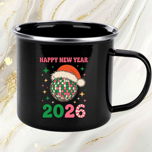 Happy New Year 2026 Disco Ball Christmas DTF Transfer, Ready to Press Heat Transfer for Shirts, Festive Holiday New Year Xmas Design, UV Sticker