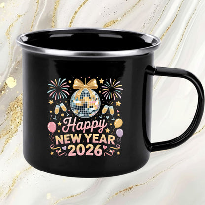 Happy New Year 2026 Disco Ball DTF Transfer, Ready to Press Heat Transfer for Shirts, Festive Holiday New Year 2026 Design, UV Sticker