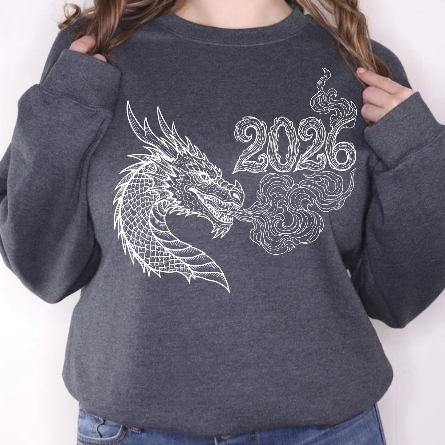 Happy New Year 2026 Dragon DTF Transfer, Ready to Press Heat Transfer for Shirts, Festive Holiday New Year 2026 Design, UV Sticker