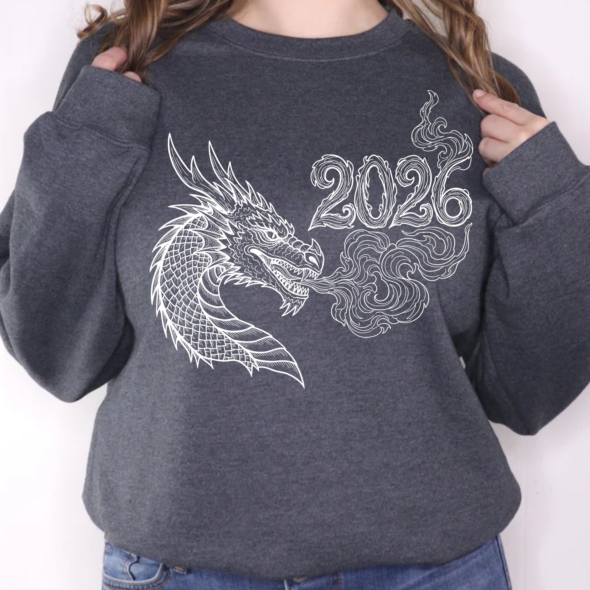 Happy New Year 2026 Dragon DTF Transfer, Ready to Press Heat Transfer for Shirts, Festive Holiday New Year 2026 Design, UV Sticker