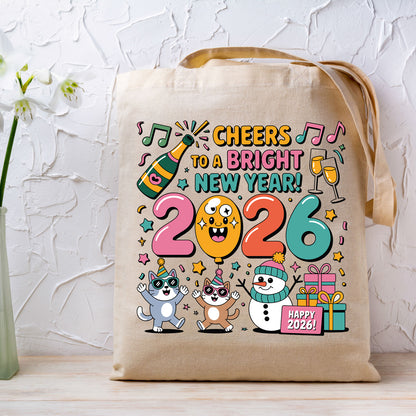 Happy New Year 2026 DTF Transfer, Ready to Press Heat Transfer for Shirts, Festive Holiday New Year 2026 Design, UV Sticker