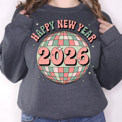 Happy New Year 2026 DTF Transfer, Ready to Press Heat Transfer for Shirts, Festive Holiday New Year 2026 Design, UV Sticker