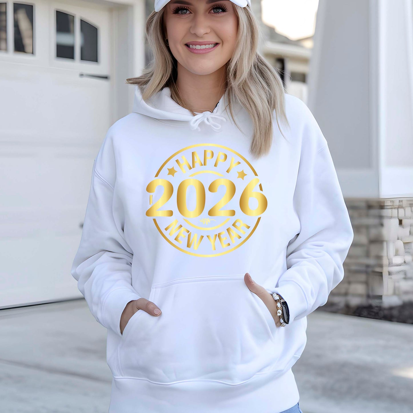Happy New Year 2026 DTF Transfer, Ready to Press Heat Transfer for Shirts, Festive Holiday New Year 2026 Design, UV Sticker