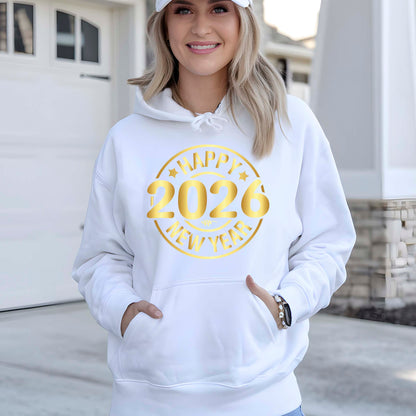 Happy New Year 2026 DTF Transfer, Ready to Press Heat Transfer for Shirts, Festive Holiday New Year 2026 Design, UV Sticker