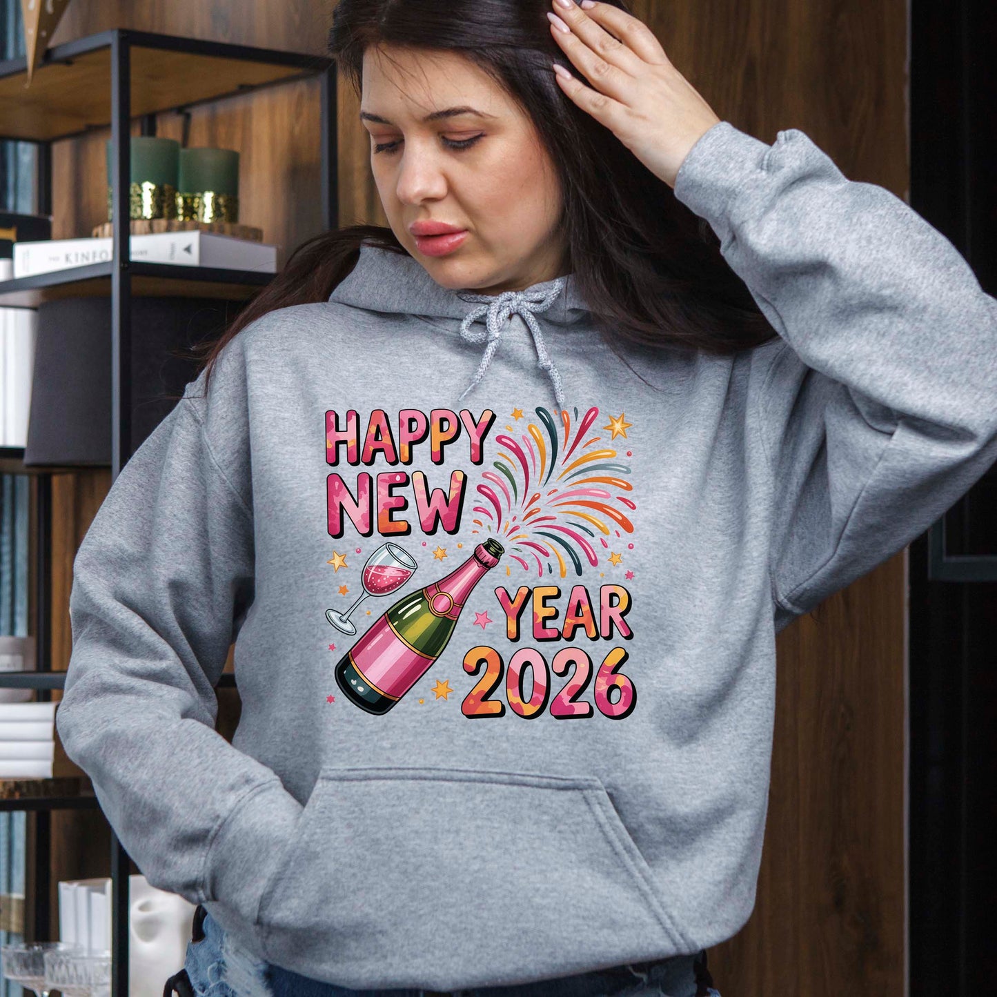 Happy New Year 2026 DTF Transfer, Ready to Press Heat Transfer for Shirts, Festive Holiday New Year 2026 Design, UV Sticker