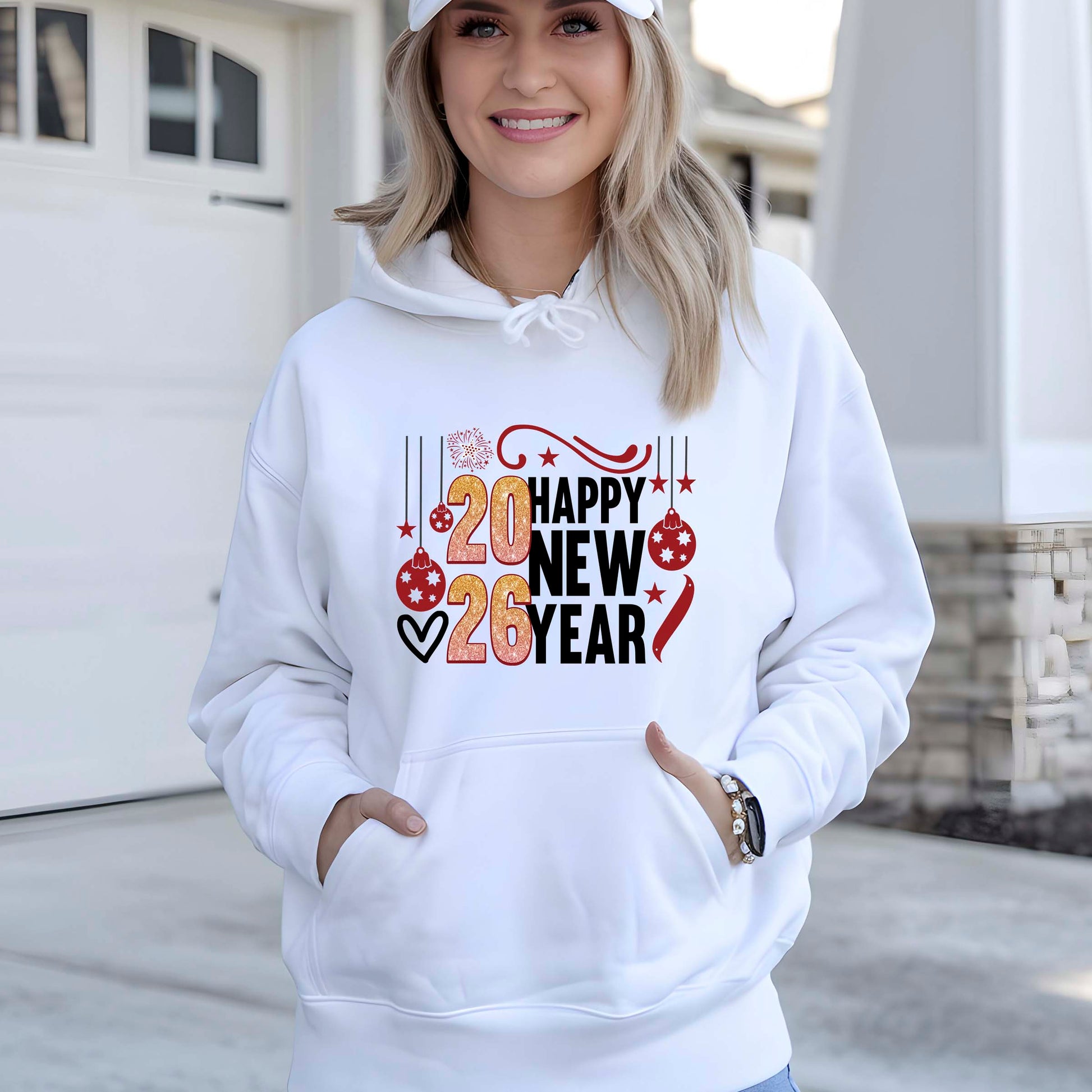 Happy New Year 2026 DTF Transfer, Ready to Press Heat Transfer for Shirts, Festive Holiday New Year 2026 Design, UV Sticker
